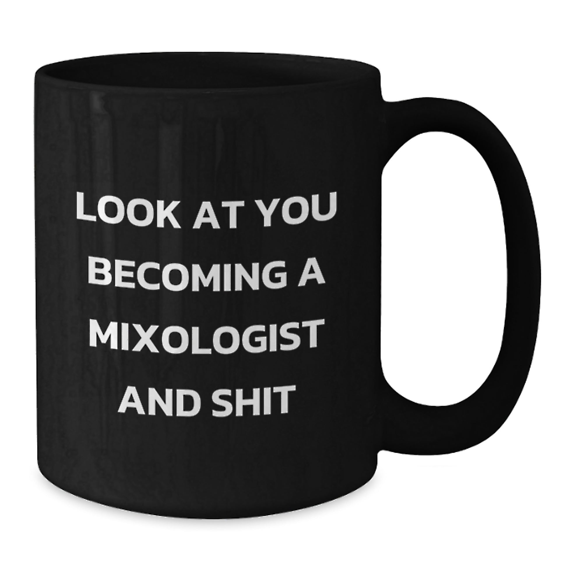 Funny Mixologist Gifts from Friends for Christmas Unique Presents - Look At You Becoming A Mixologist And Shit Black Coffee Mug - Additional