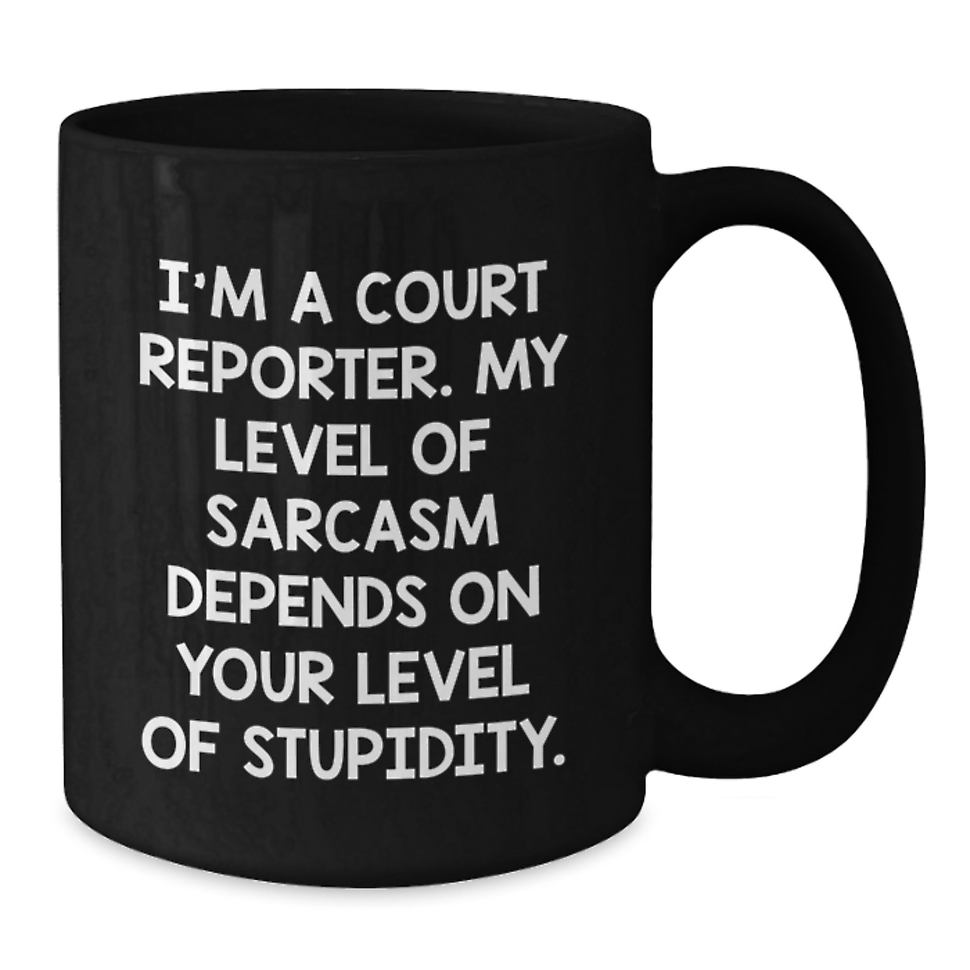 Funny Court Reporter Gifts from Friends for Graduation Unique Court Reporter Black Coffee Mug Sarcasm Level - Additional