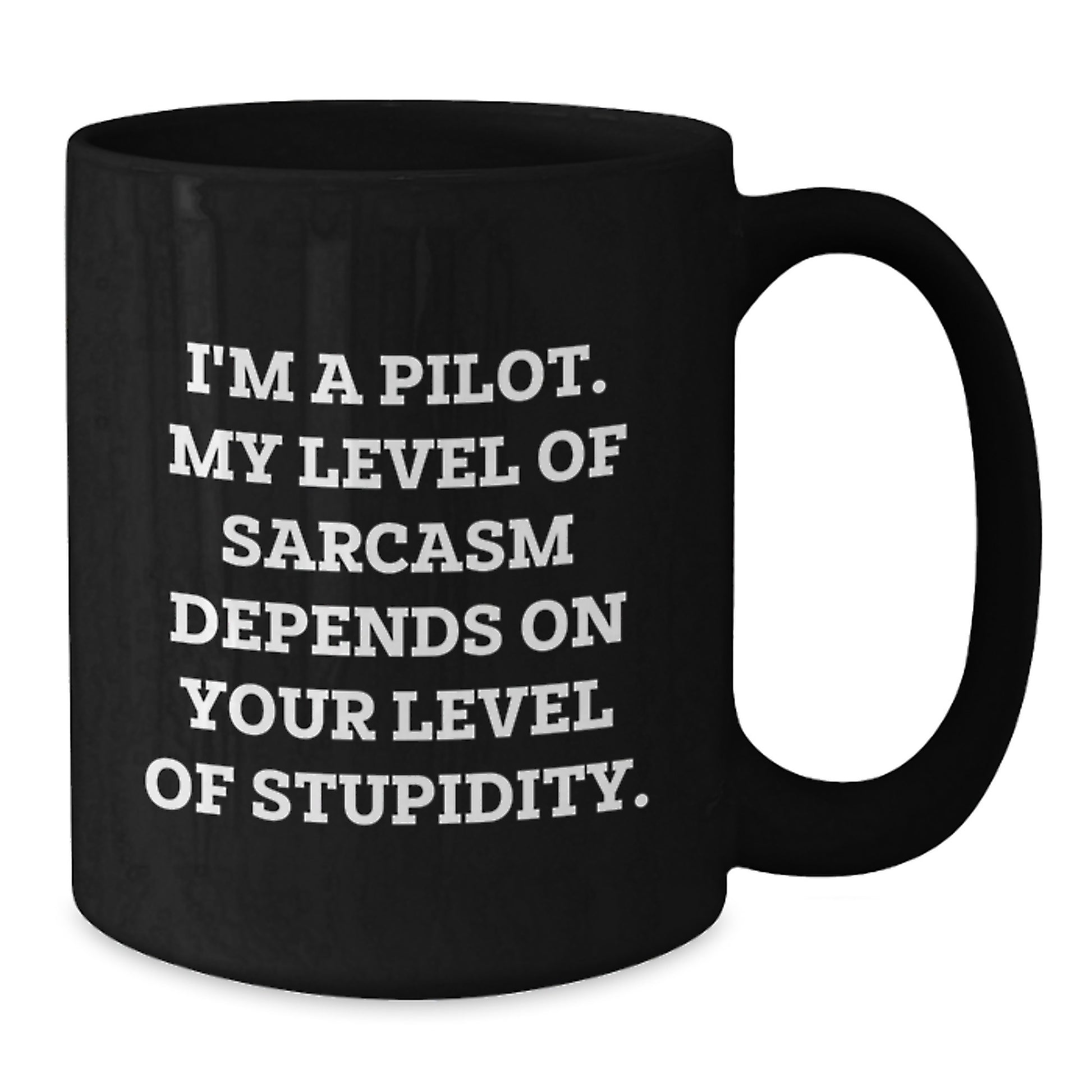 Funny Pilot Gifts from Friends, Men, Women - I'm A Pilot. My Level Of Sarcasm Depends On Your Level Of Stupidity. Black Coffee Mug for Graduation Unique Gifts - Additional