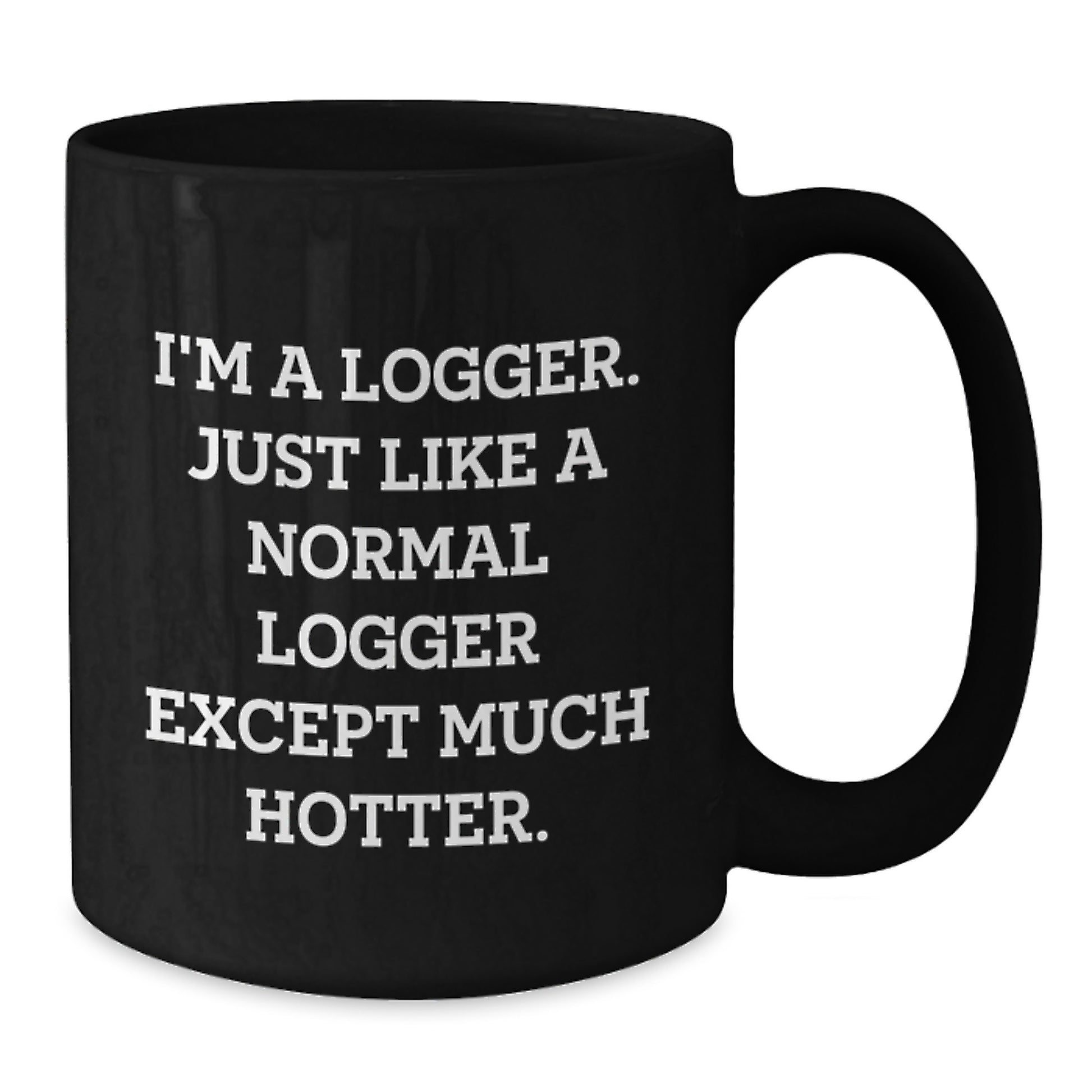 Funny Logger Gifts for Friends, Birthday Unique Mug for Him, Logger Black Coffee Mug I'm A Logger Except Much Hotter. - Additional
