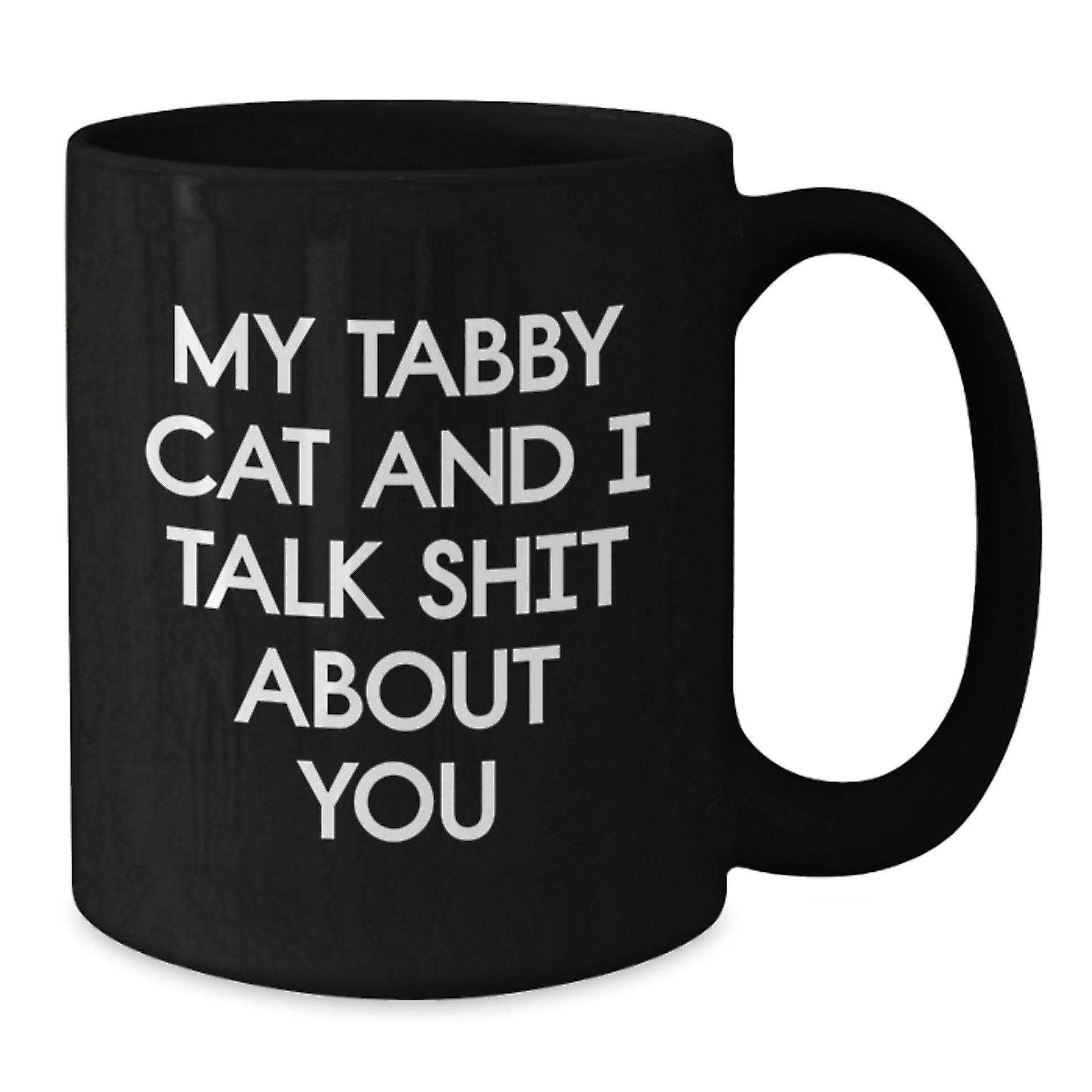 Funny Tabby Cat Black Coffee Mug Gifts from Men to Women on Mother's Day - 'My Tabby Cat And I Talk Shit About You' - Additional