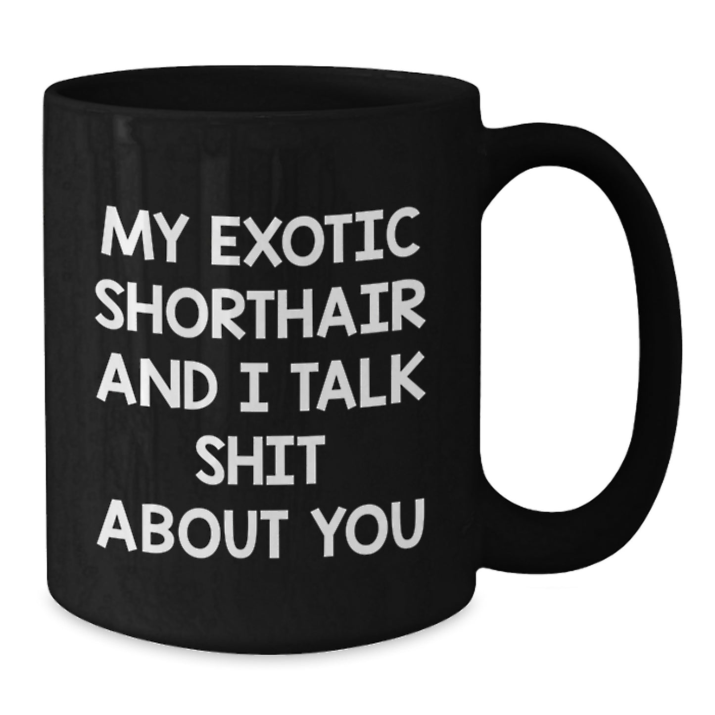 Funny Exotic Shorthair Cat Gifts for Men from Friends - Black Coffee Mug My Exotic Shorthair And I Talk Shit About You - Additional