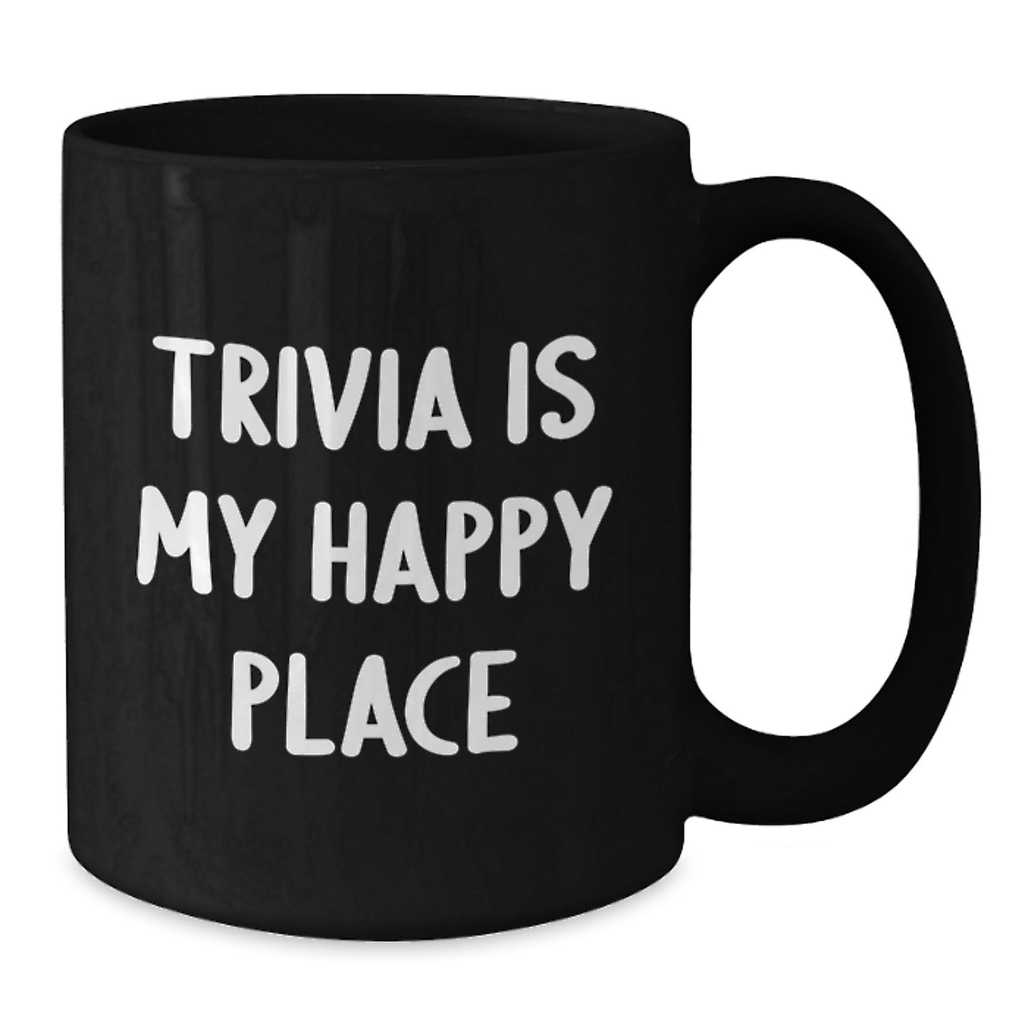Trivia Lovers Will Enjoy This Black Coffee Mug, Funny Quote 'Trivia Is My Happy Place' from Friends, Unique Gifts for Trivia Enthusiasts, Graduation - Additional