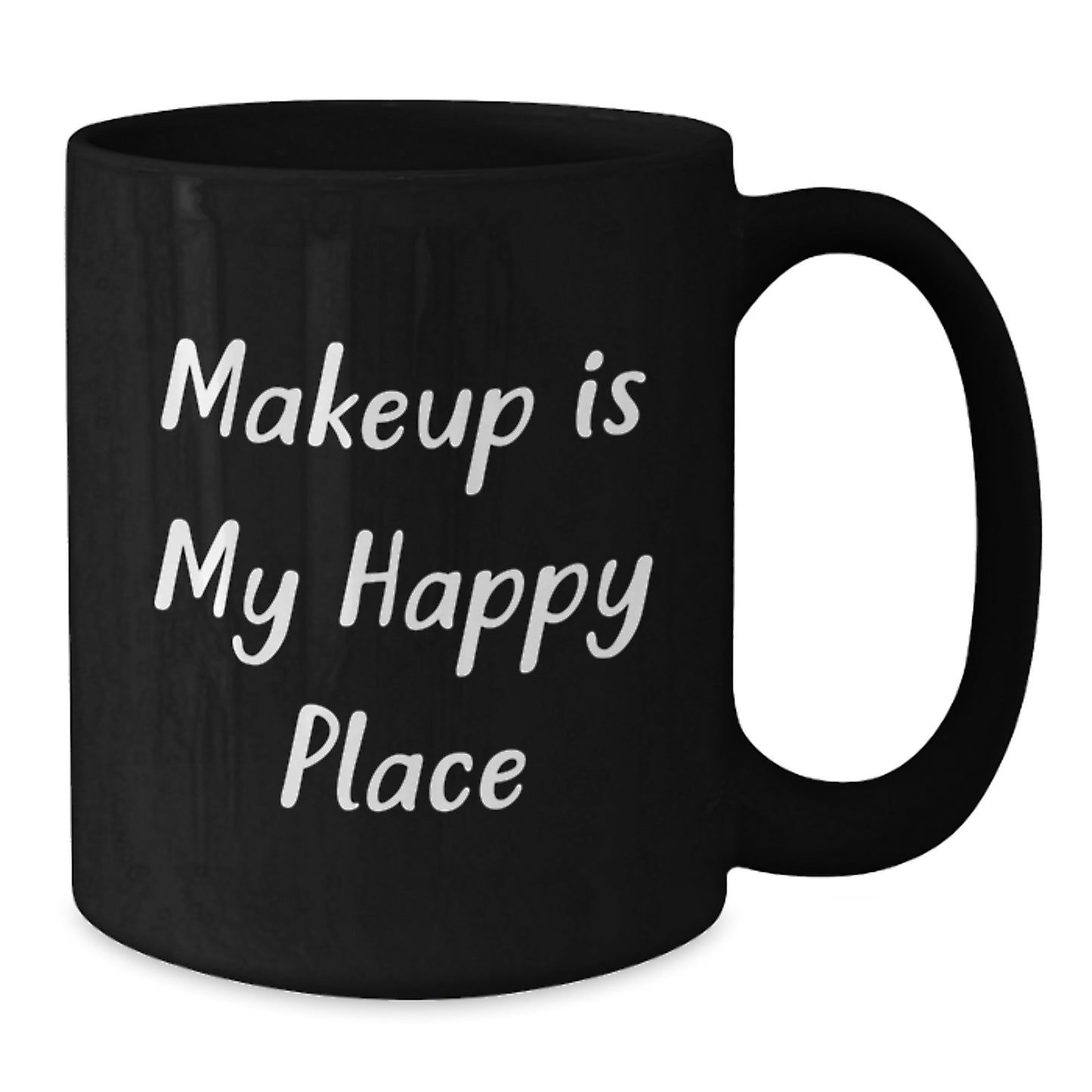 Funny Christmas Unique Gifts for Makeup Lovers, Makeup Is My Happy Place, Black Coffee Mugs for Women Friends - Additional