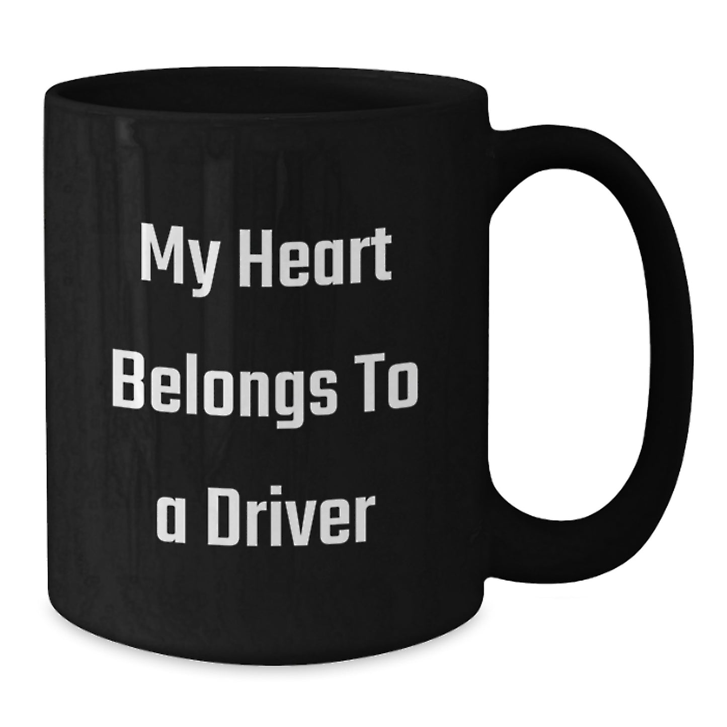 Funny Driver Gifts from Friends, Unique Black Coffee Mug for Graduation, 'My Heart Belongs To A Driver' Quote, 11oz/15oz Capacity, Microwave and Dishwasher Safe Gifts for Men - Additional
