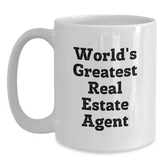 Gifts from Family to Real Estate Agent, World's Greatest Real Estate Agent Quote, White Coffee Mug for Graduation Unique Gifts - Main
