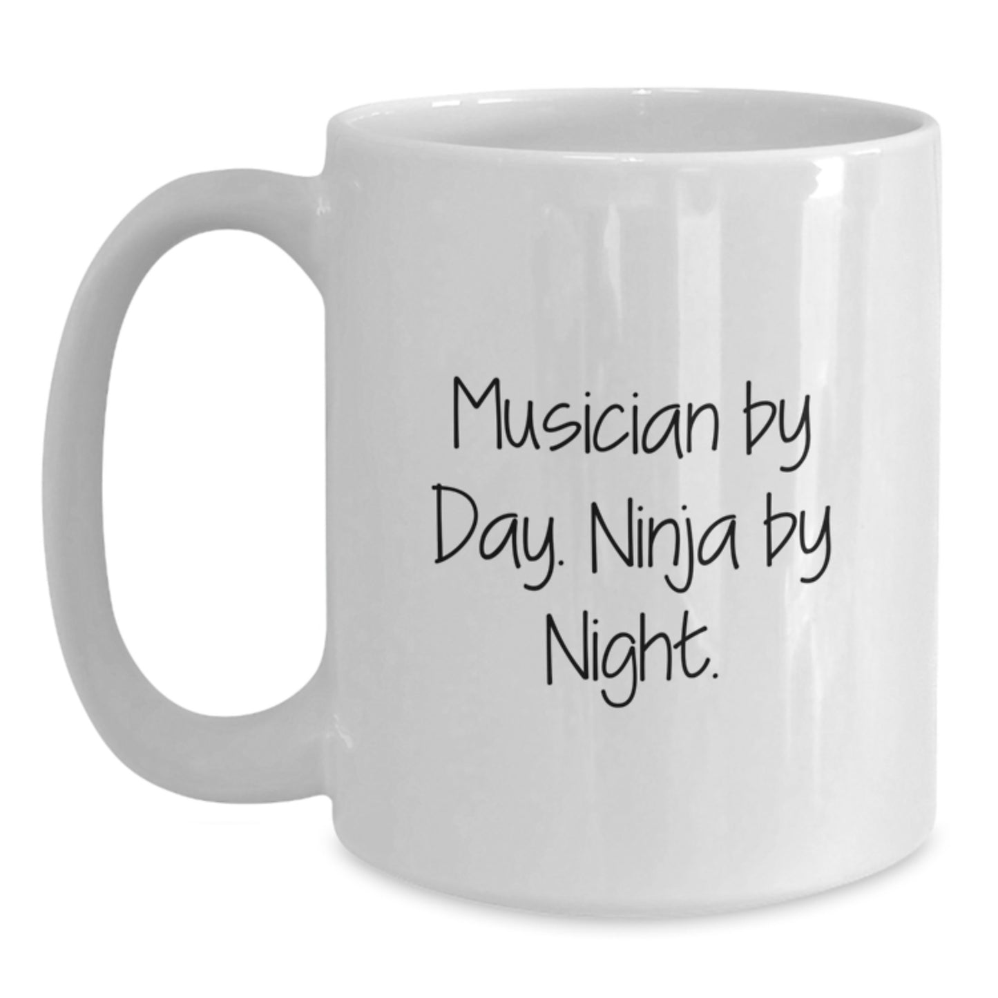 Funny Musician Gifts from Friends - Musician White Coffee Mug - 'Musician By Day. Ninja By Night.' for Musician Men, Women, Friends, Coworkers, Family - Main