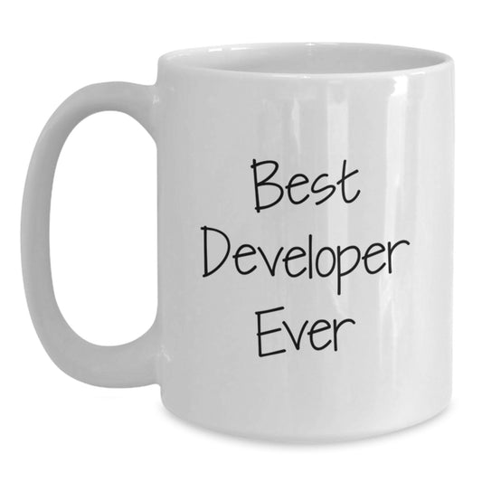 Funny Developer Gifts from Friends for Best Developer Ever White Coffee Mug, Graduation Unique Gifts for Him or Her - Main