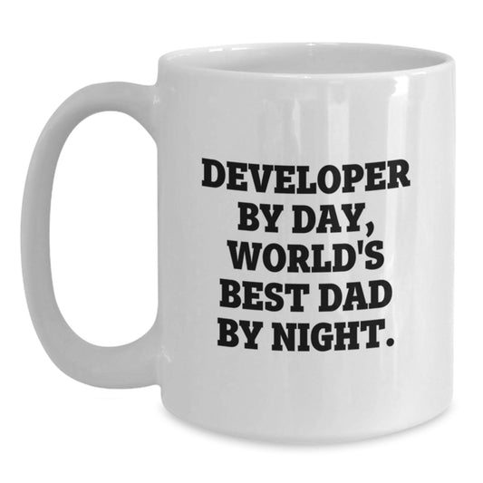 Developer Gifts, Funny Quote, White Coffee Mug for Men, Unique Christmas Unique Gifts from Dad - Main