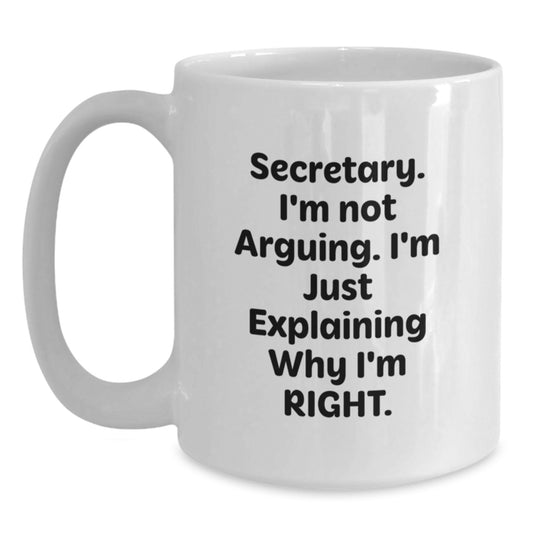 Funny Secretary Gifts for Women - White Coffee Mug, 11oz or 15oz Capacity, Christmas Unique Presents from Friends or Family - Main