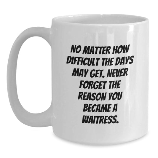 Waitress Gifts from Friends, Unique Inspirational White Coffee Mug for Waitress, Never Forget the Reason You Became a Waitress, Graduation Gifts from Family - Main