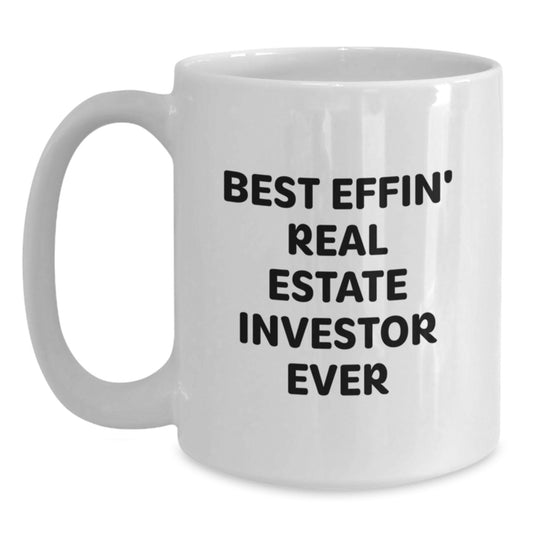 Funny Christmas Unique Gifts for Real Estate Investor, Best Effin' Real Estate Investor Ever White Coffee Mug for Men, Women, Friends, Family - Main