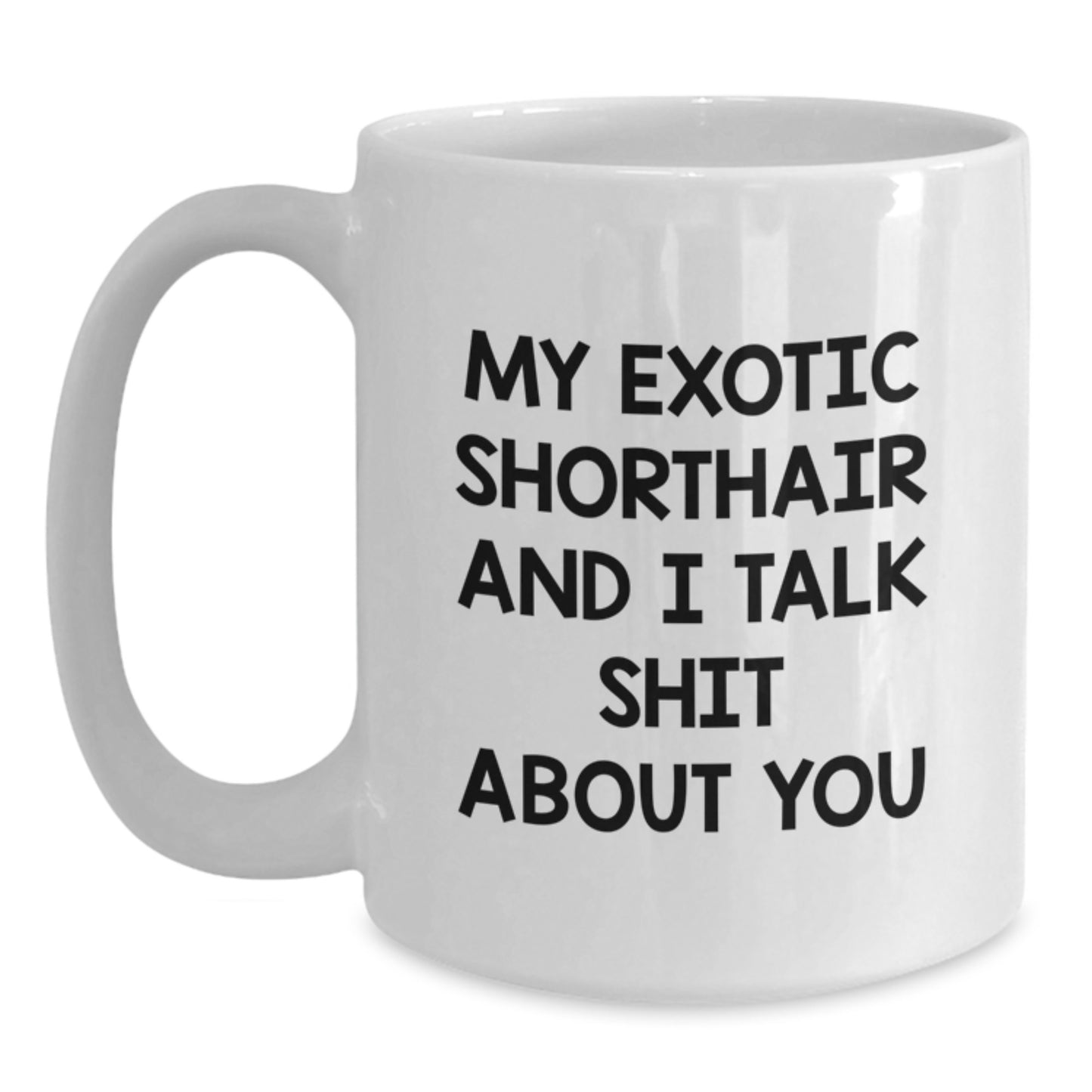 Funny Exotic Shorthair Cat Gifts for Men - 'My Exotic Shorthair And I Talk Shit About You' White Coffee Mug for Graduation Unique Gifts from Men to Family - Main