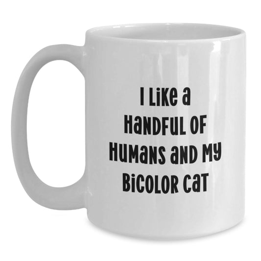 Funny Bicolor Cat Gifts for Women from Men - White Coffee Mug for Birthday - Main