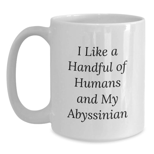Abyssinian Cat Lover Gifts from Men to Friends - I Like A Handful Of Humans And My Abyssinian Christmas Unique Mug - Main