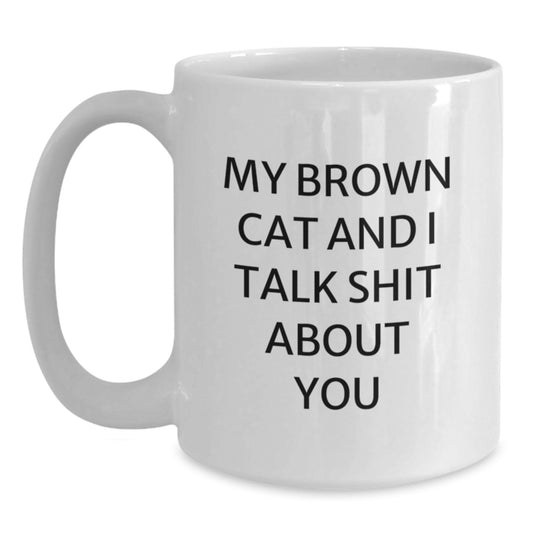 Funny Brown Cat White Coffee Mug Gifts for Dad on Father's Day from Son - Main