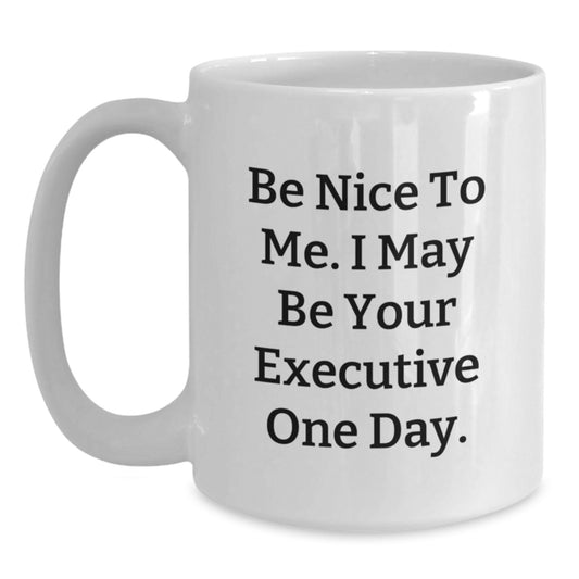 Funny Executive White Coffee Mug Gifts from Friends to Executive, Birthday Unique Gifts for Executive Men Women Coworkers Family - Be Nice To Me. - Main