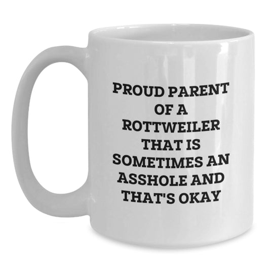 Funny Rottweiler Dog Lover Gifts from Family for Graduation Day White Coffee Mug Proud Parent Quote - Main