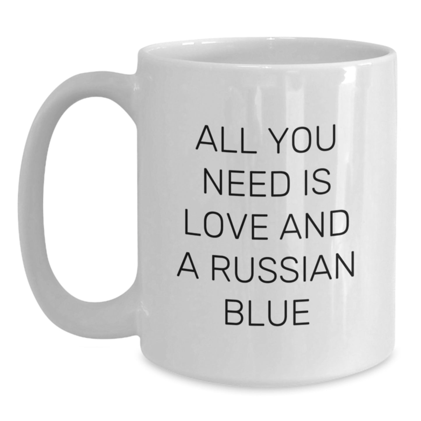 Funny Russian Blue Cat Gifts from Friends for Him on Birthday Unique White Coffee Mug - Main