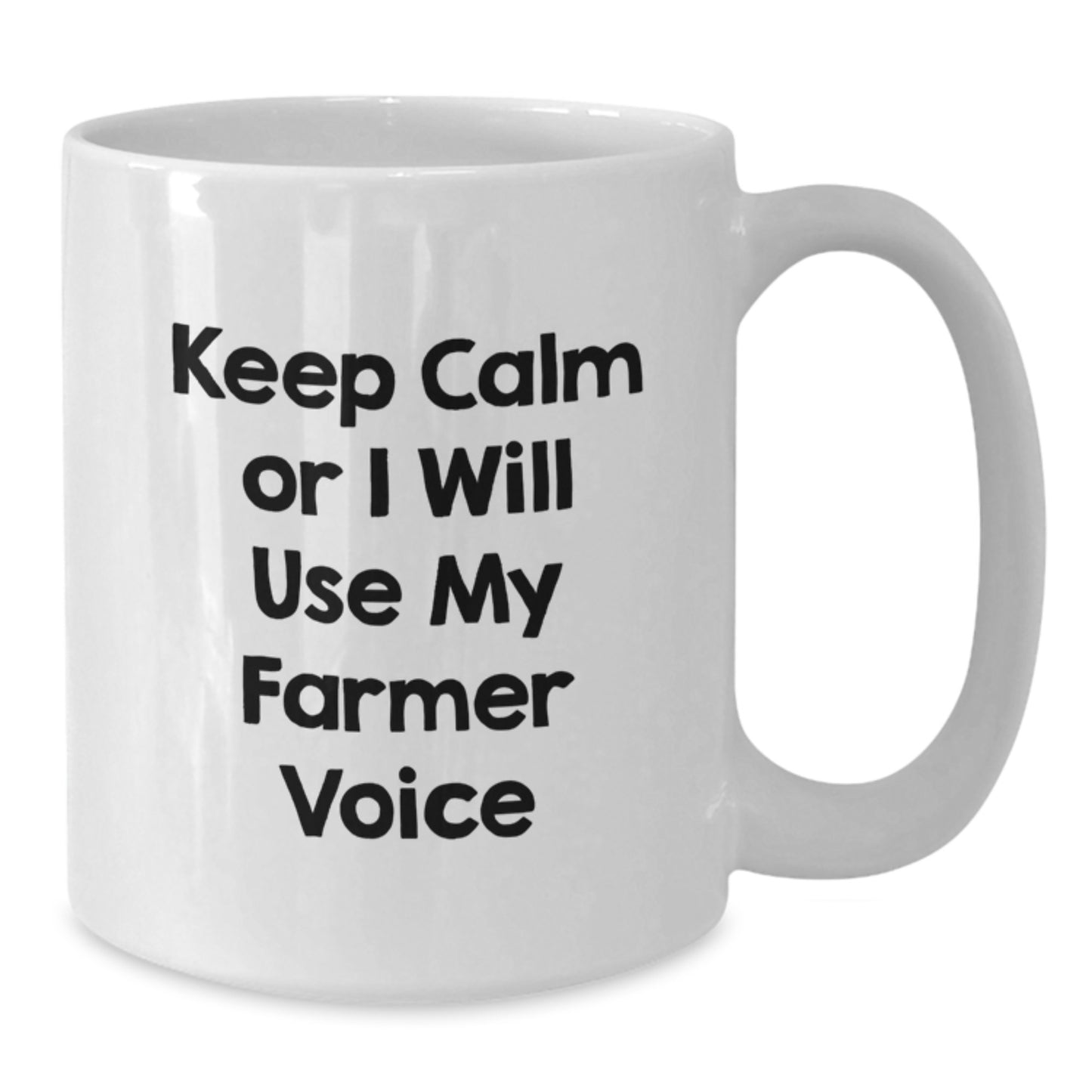 Christmas Unique Gifts for Men Farmer Lover - Funny White Coffee Mug, 'Keep Calm Or I Will Use My Farmer Voice' - Gifts from Friends to Family - Additional