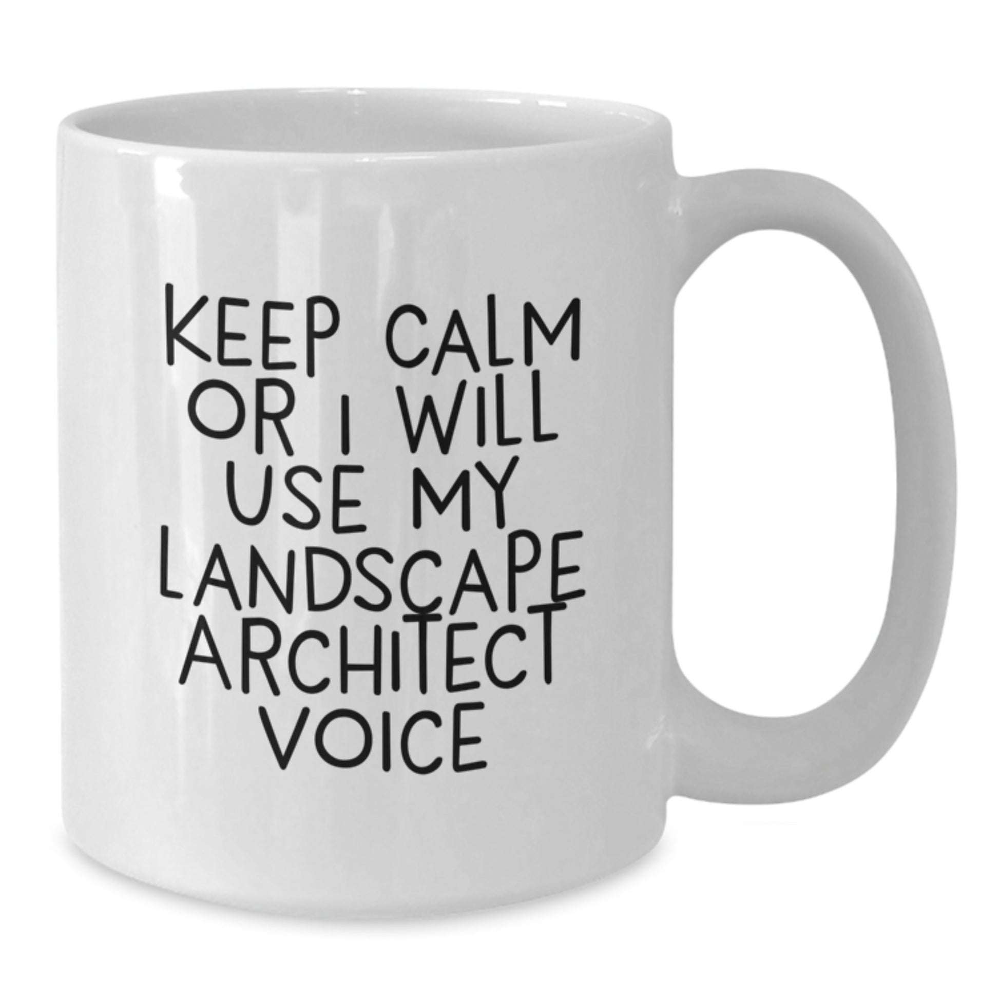 Funny Landscape Architect White Coffee Mugs Gifts for Him from Friends, 'Keep Calm Or I Will Use My Landscape Architect Voice', Unique Birthday Unique Gifts for Men - Additional