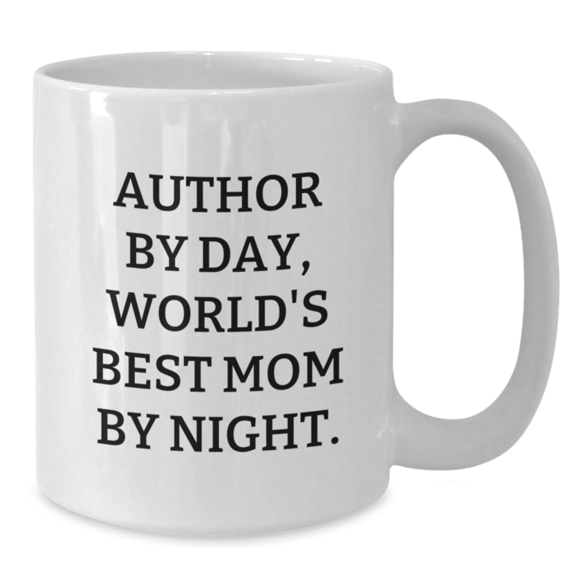 Author Gifts for Men, Funny White Coffee Mug, 'Author By Day, World's Best Mom By Night', Birthday Unique Gifts from Family - Additional