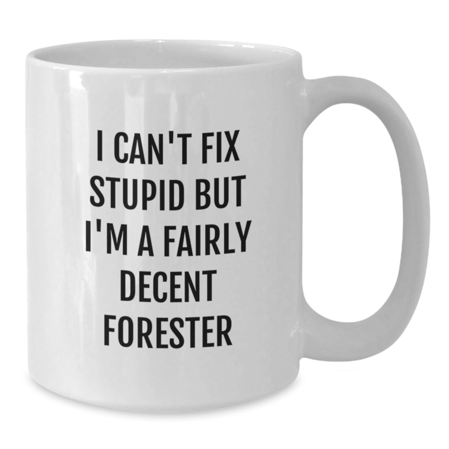 Funny Forester Gifts from Friends for Christmas Unique White Coffee Mugs - I Can't Fix Stupid But I'm A Fairly Decent Forester - Additional