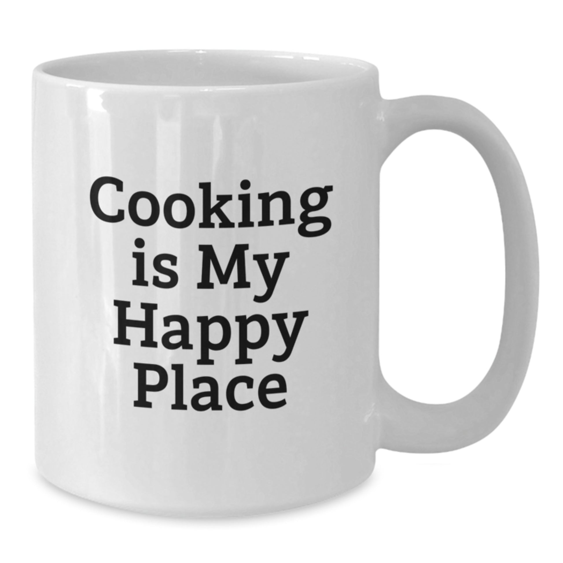 Funny Cooking Gifts from Friends for Graduation - White Coffee Mug - 'Cooking Is My Happy Place' - Additional