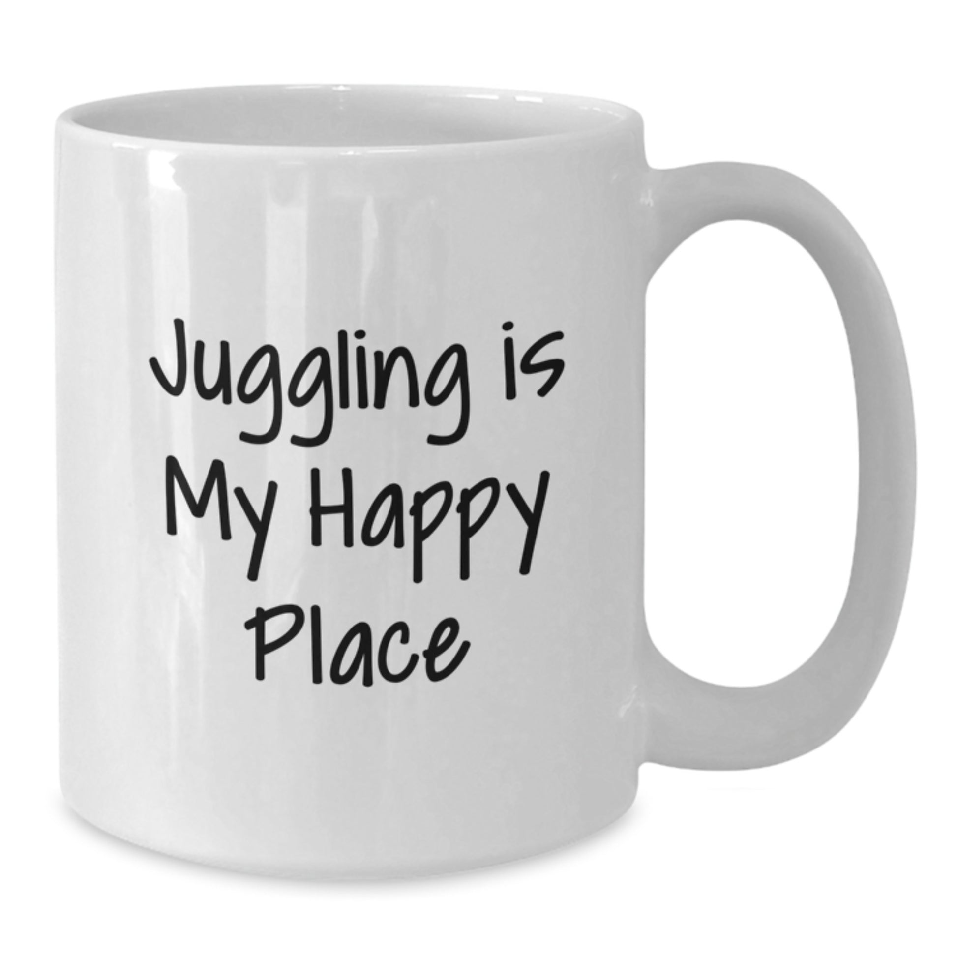 Juggling Gifts for Friends - White Coffee Mug - 'Juggling Is My Happy Place' Funny Quote for Juggling Enthusiasts - Additional