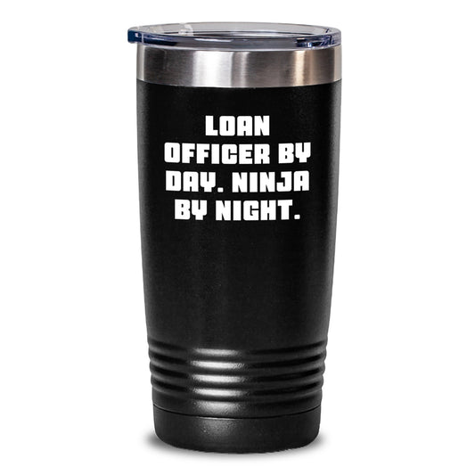 Funny Loan Officer Gifts from Friends, Valentine's Unique Tumblers for Loan Officer By Day. Ninja By Night., 20oz/30oz Stainless Steel Tumbler - Main