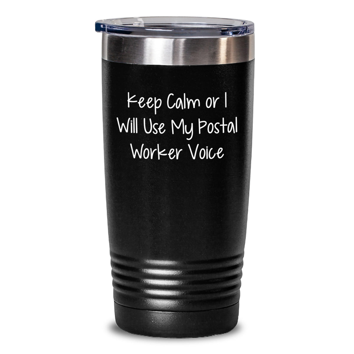 Funny Postal Worker Gifts from Family for Men - Christmas Unique Tumblers - 'Keep Calm Or I Will Use My Postal Worker Voice' - 20oz/30oz Stainless Steel Powder Coating - Main