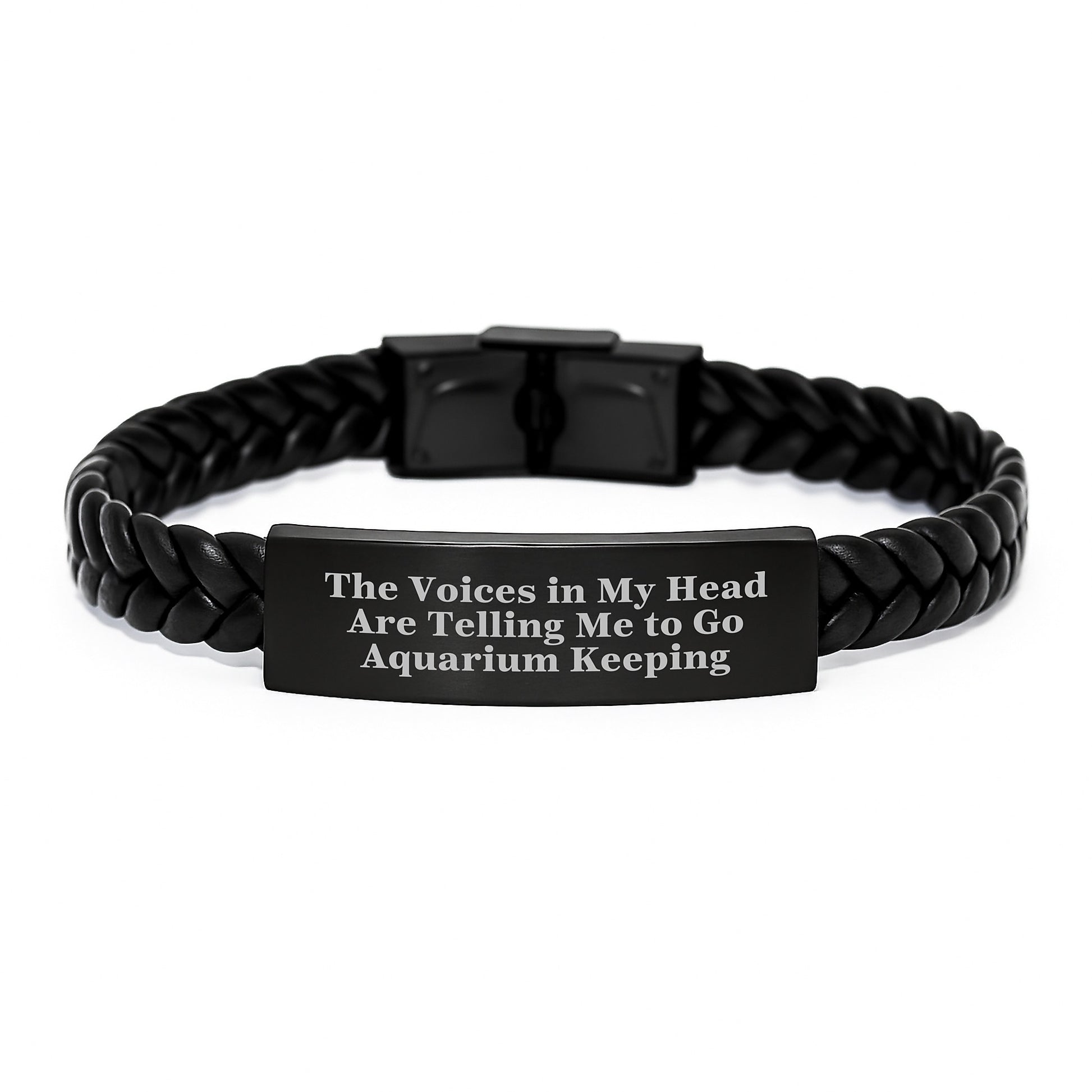 Funny Aquarium Keeping Gifts for Men from Friends, Unique Interlaced Leather Bracelet Christmas Memorable Presents for Aquarium Keeping Enthusiasts, The Voices In My Head Are Telling Me To Go - Image 1