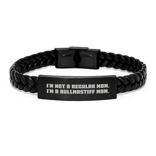 Bullmastiff Dog Lover Gifts for Men, Funny Bullmastiff Mom, Interlaced Leather Bracelet, Graduation Unique Gifts from Mom to Son - Image 1