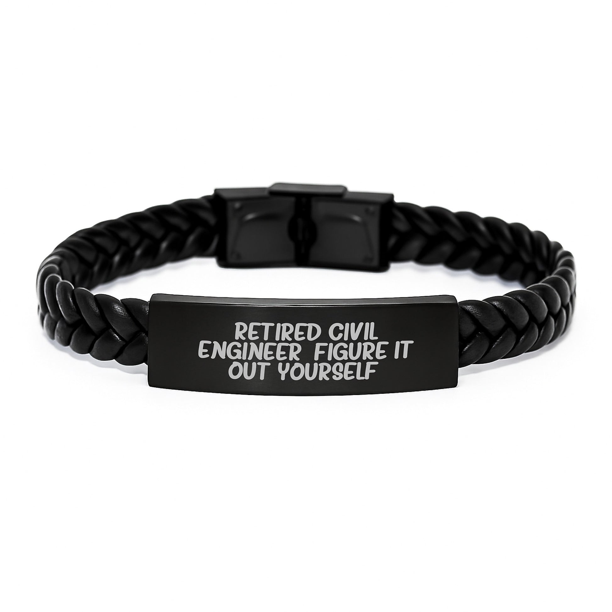 Funny Quote for Civil Engineers, Interlaced Leather Bracelet, Birthday Unique Gifts from Family to Civil Engineer Men - Image 1