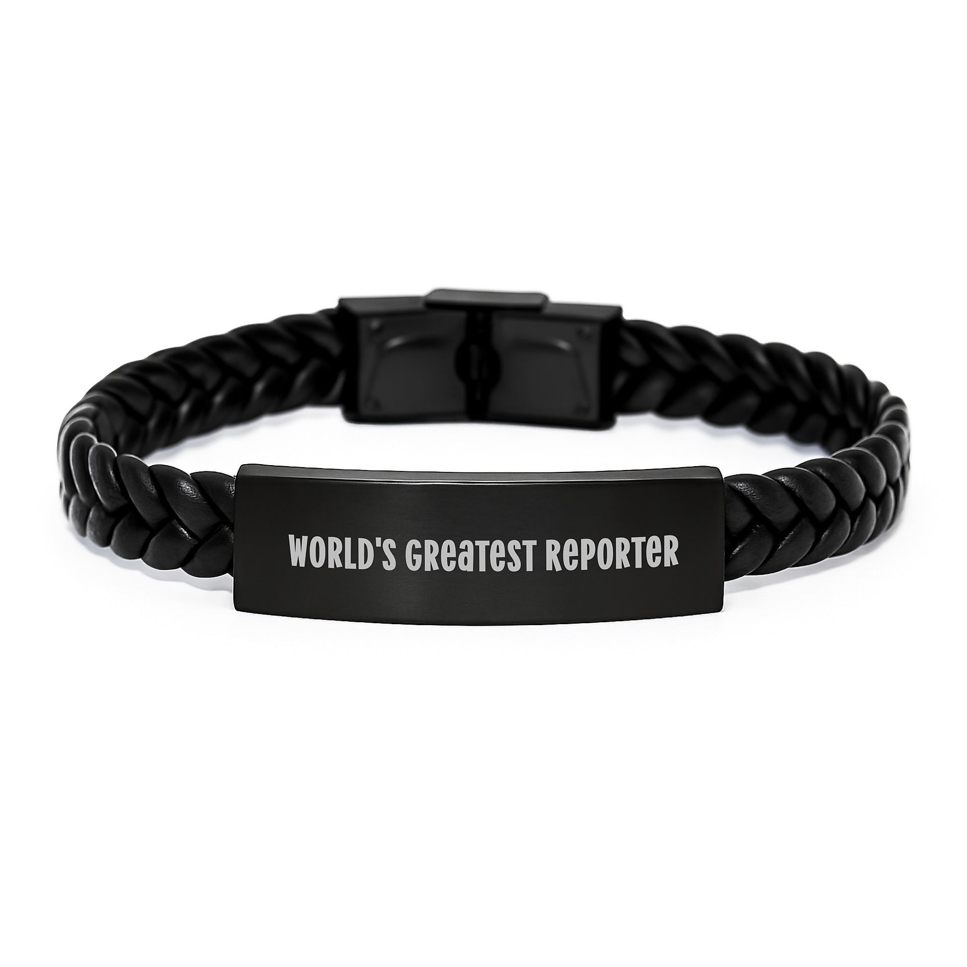 Funny World's Greatest Reporter Gifts for Men - Interlaced Leather Bracelet Christmas Unique Gifts from Friends - Image 1