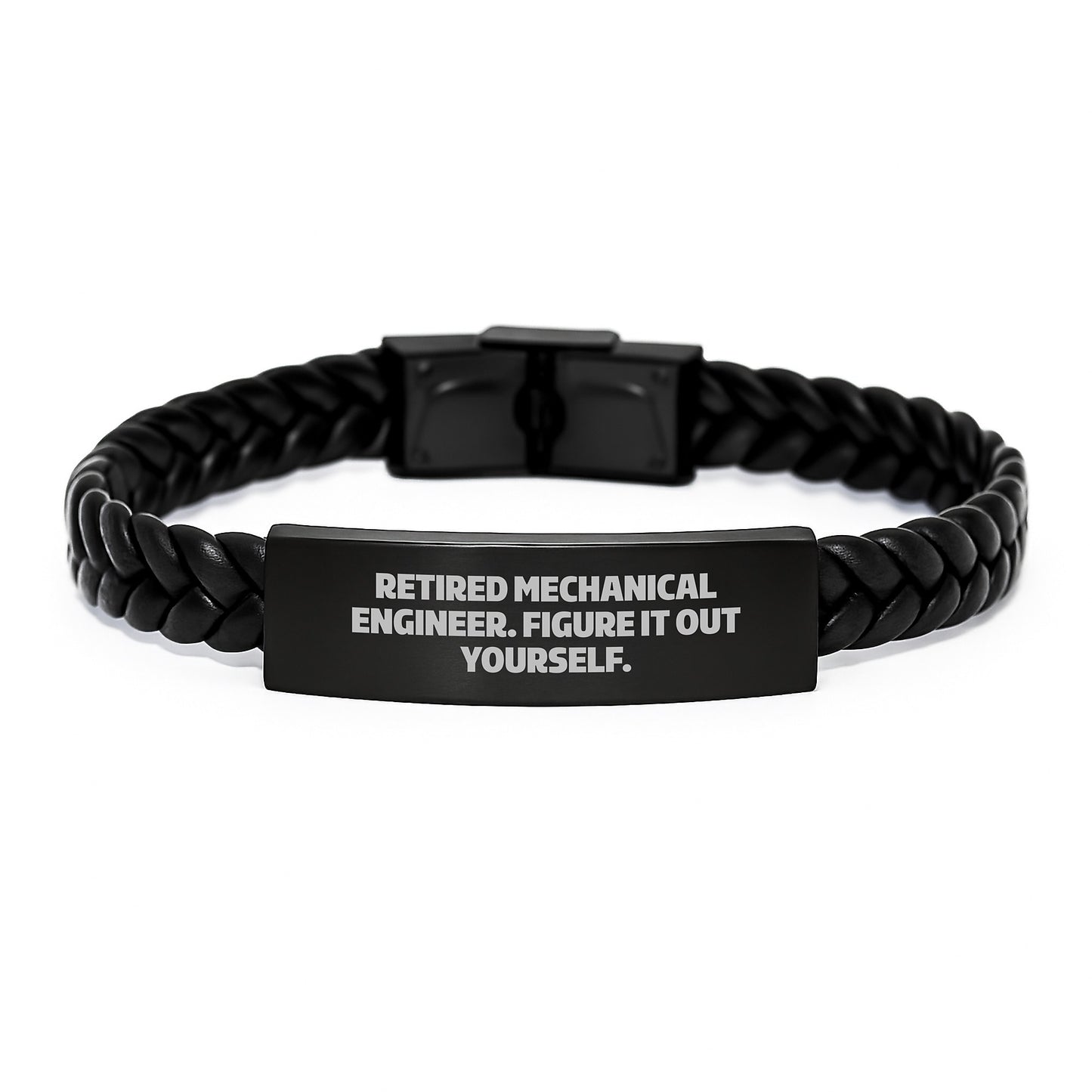 Mechanical Engineer Gifts for Men Interlaced Leather Bracelet from Friends, Funny Quote 'Figure It Out Yourself' for Graduation Unique Gifts - Image 1