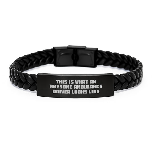 Ambulance Driver Gifts from Friends, Awesome Ambulance Driver Quote, Interlaced Leather Bracelet for Men, Unique Graduation Gifts - Image 1