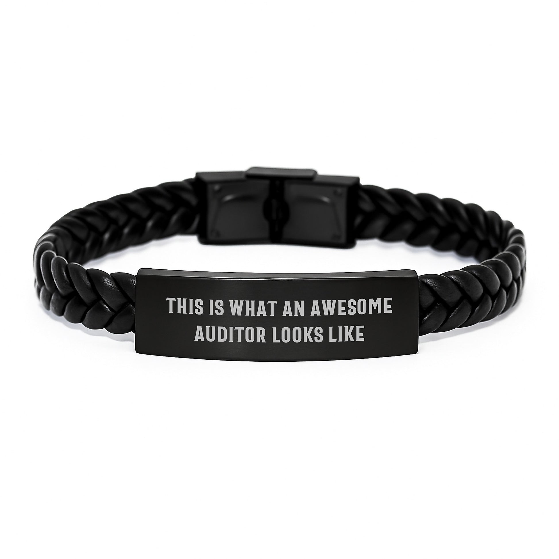 Auditor Gifts for Men, Unique Interlaced Leather Bracelet from Friends for Graduation - 'This Is What An Awesome Auditor Looks Like' Inspired - Image 1