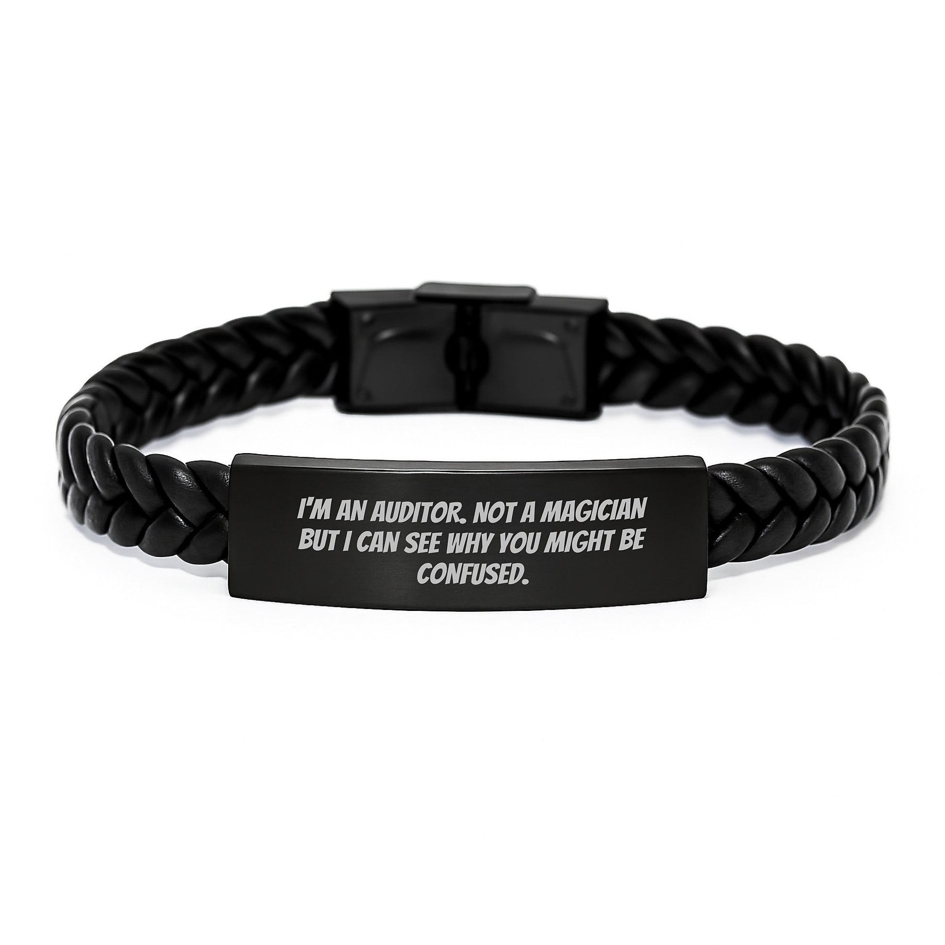 Funny Graduation Gifts for Auditors, Interlaced Leather Bracelet, Gifts from Friends, Family, Coworkers - Image 1