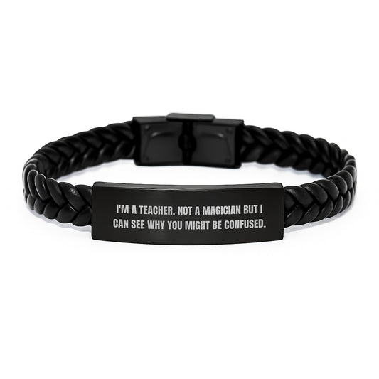 Funny Teacher Gifts from Friends - Interlaced Leather Bracelet for Men Women - Birthday Unique Gifts for Teacher - Image 1