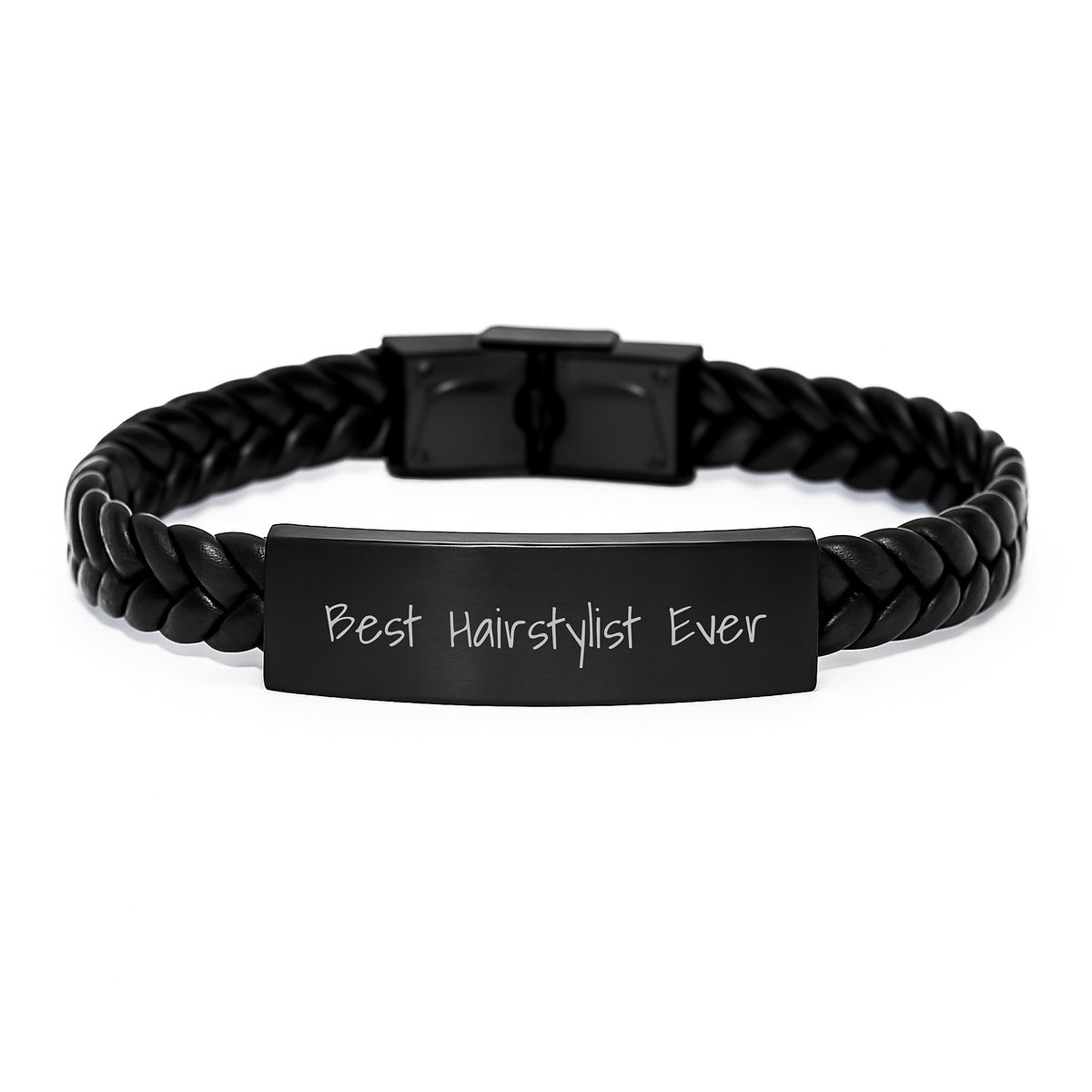 Funny Quote 'Best Hairstylist Ever' Interlaced Leather Bracelet Gifts from Family to Hairstylist - Christmas Unique Presents for Hairstylist Friends - Image 1