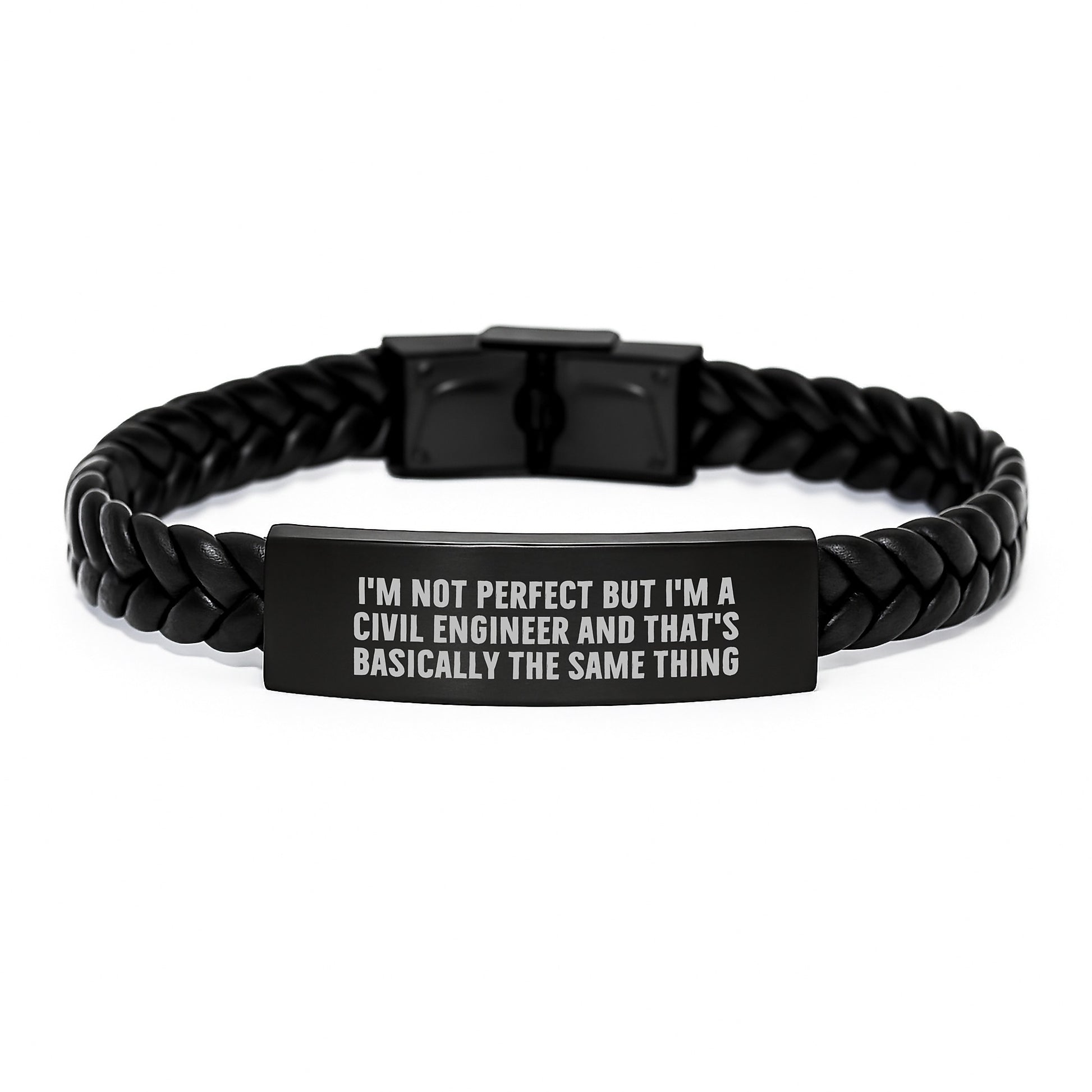 Funny Civil Engineer Gifts for Him, Interlaced Leather Bracelet Stainless Steel PU Leather Men's Christmas Unique Presents - Image 1