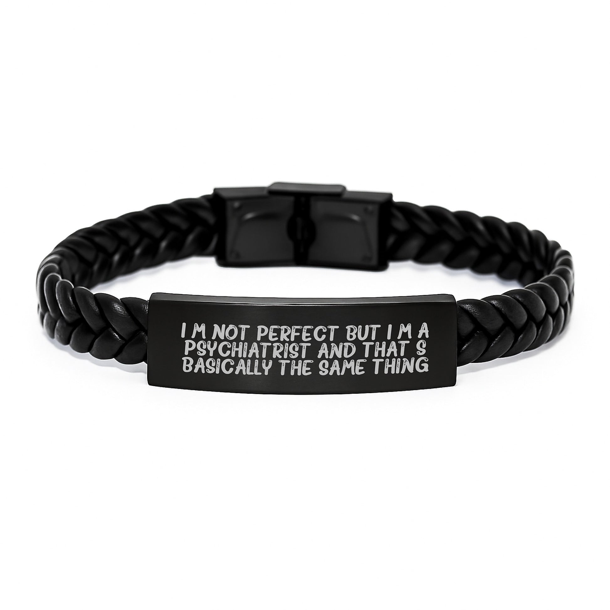 Funny Inspirational Gifts from Friends and Family to a Psychiatrist with Interlaced Leather Bracelet, Perfect for Christmas - Image 1