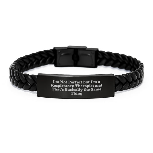 Respiratory Therapist Gifts, Funny Quote Interlaced Leather Bracelet, Gifts from Friends for Respiratory Therapist Graduation, Inspirational Respiratory Therapist Jewelry - Image 1