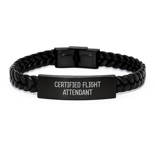 Gifts for Flight Attendants - Certified Flight Attendant Quotes Interlaced Leather Bracelet, Funny Inspirational Gifts from Friends and Family for Men and Women, Christmas Unique Gifts - Image 1