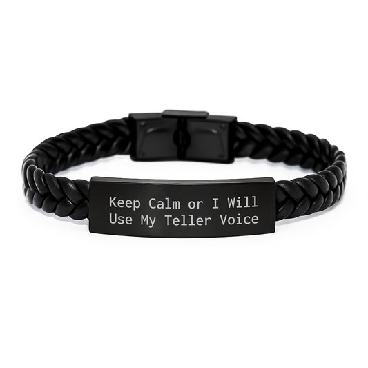 Teller Voice Funny Quotes Interlaced Leather Graduation Gifts for Women, Funny Quotes Gifts from Friends, Cute Teller Gifts for Men, Unique Graduation Unique Gifts - Image 1