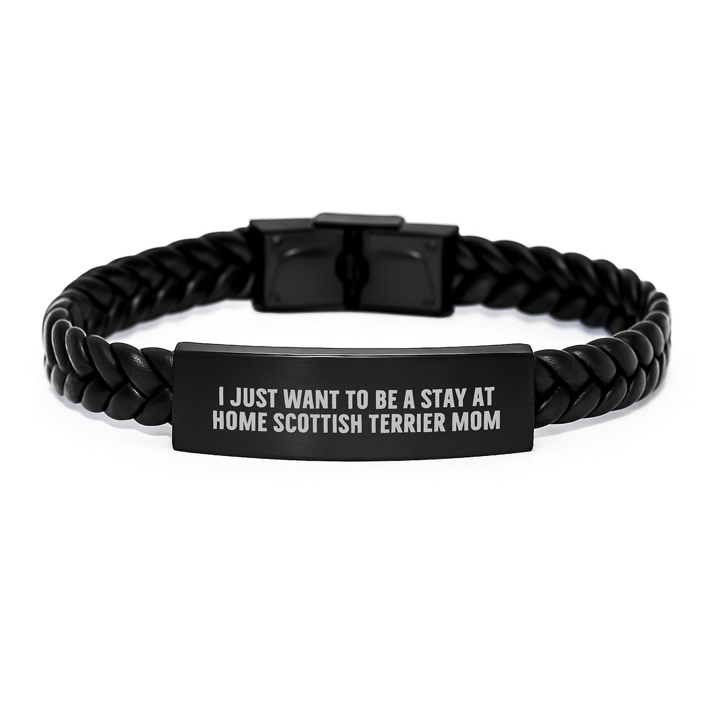 Funny Scottish Terrier Dog Gifts for Mom, Scottish Terrier Mom Christmas Unique Gifts from Family, Interlaced Leather Bracelet for Scottish Terrier Dog Lovers - Image 1