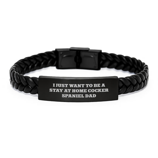 Funny Cocker Spaniel Dad Gifts, Unique Interlaced Leather Bracelet, Christmas Unique Gifts from Dad to Son - Image 1