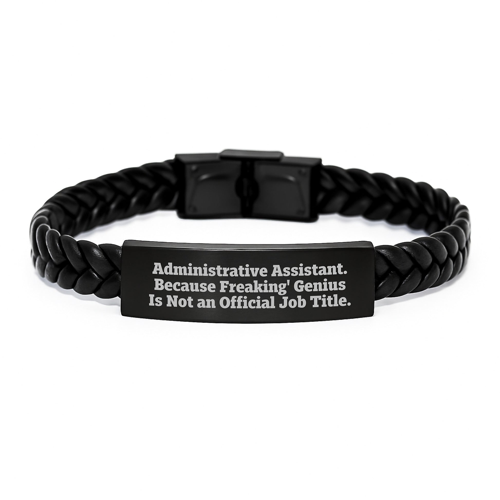 Administrative Assistant Funny Quote Interlaced Leather Bracelet Gifts from Coworkers for Graduation Unique presents - Image 1