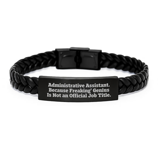 Administrative Assistant Funny Quote Interlaced Leather Bracelet Gifts from Coworkers for Graduation Unique presents - Image 1